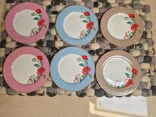 6x Pip Studio Teller groß 26,5 cm Floral Fantasy Bloomingtales blau Khaki pink 