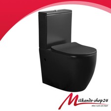 Toilette Stand komplett mit Spülkasten Inkl. Wc Sitz Spülrandlose matt schwarz
