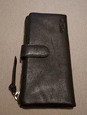 Dunkelolives PORTEMONNAIE von GUSTI LEDER aus LEDER 19X10cm Großes KLEINGELDFACH