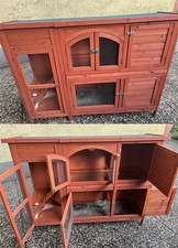 Kaninchenstall 138 x 48 x 109 Cm Holz Herausnehmbare Böden