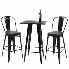 B-Ware Set Stehtisch + 2x Barhocker MCW-A73, Bartisch, Holz Metall, schwarz