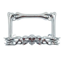 Pilot Automotive WL254 C Skull Flames Motorrad Kennzeichenhalterung Chrom-cool J