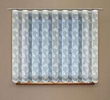 Gardine mit Kräuselband Jacquard Blumen Muster Fertiggardine Weiß Store