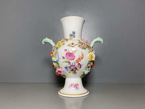 Meissen vase plastische - meissen, blumen