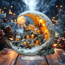 Weihnachtsdeko Winterdorf Figur 2D Bild Deko Geschenk Schlafzimmer Tischdeko DE.