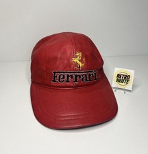 Ferrari leder Cap Kappe Rot Echt Leder Rennsport Schwarz Pferd