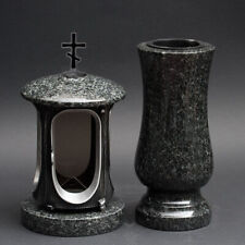 Orthodox Grab - lampe und Grabvase mit orhodoxem Kreuz  Granit Impala