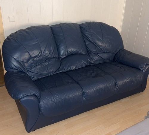 Alte blaue echtledercouch - echtledercouch, 3
