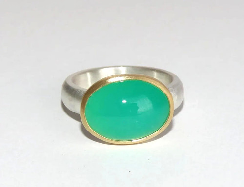 Chrysopras ring aus silber - aus, /