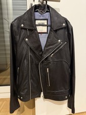 Tommy Hilfiger Lederjacke Schwarz Bikerjacke Echtleder Herren Größe M - NEU!