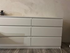 Kommode mit 6 Schubladen 140cm Sideboard Anrichte holz weiß 