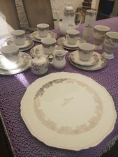 Porzellangeschirr zur Silberhochzeit für 6 Personen Kaffeegeschirr Bavaria...
