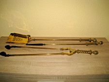 Kaminbesteck, Kamingarnitur 3-teilig, Messing, massiv, alt, Vintage, Nostalgie