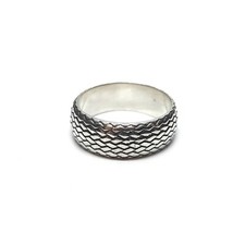 925 Silver Band Ring Snakeskin