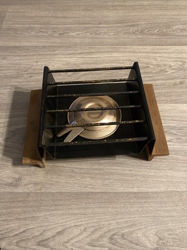 Vintage stövchen metall - stövchen, holz