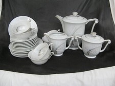 Kaffee/Teeservice Limoges Raynaud Mid Century filigranes Muster für 6 Personen