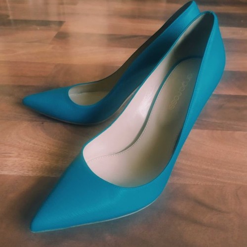 Women heels turquoise leather - heels,