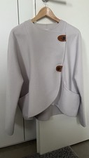 Hermes Cashmere Kaschmir Jacke Cape Mantel 38 Hellgrau M