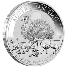 1 UNZE 999 SILBER - EMU / STRAUß VOGEL / AUSTRALIEN - SILBERMÜNZE - SILBERBARREN