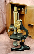 Antikes Mikroskop OTTO HIMMLER BERLIN N.N. Reisemikroskop Hufeisenmikroskop