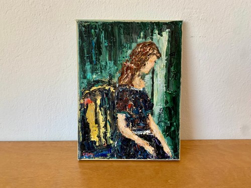 Mädchen fenster impasto - mädchen,