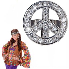 PEACE DIAMANTRING # 70er Jahre Hippie Schmuck Kostüm Ring Strass Peacering 7538