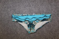 BIKINI UNTERTEIL BADESLIP GRÖSSE 36 BLAU GEMUSTERT VORNE MIT VOLANT