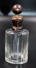 Art Deco antike Kristall-  Parfümflasche mit Bronze- Montur Verschluss Stöpsel