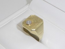 585 Gold Ring 14K Gelbgold 6,5 g Diamanten Herrenring RG 65 - 20,6 mm 9261