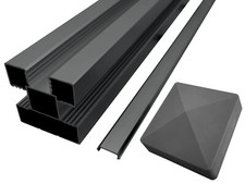 WPC Sichtschutz Zaun Zaunpfosten Aluminium Pfosten anthrazit 80 x 6,8 x 6,8 cm