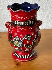 Bay Keramik Vase mit Blumendesign in rot, blau und weiß