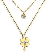 Doppel Halskette Kleeblatt