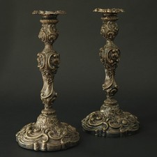 2 Stück Kerzenhalter antik Barock Anno 1658 versilbert V.Z