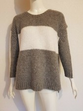 Better Rich Oversize kuscheliger Alpaka Pullover Grau Weiß kastig Grobstrick