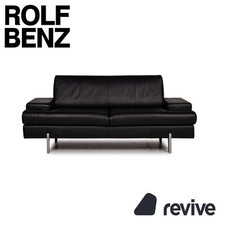 Rolf Benz AK 644 Leder Sofa Schwarz Zweisitzer Couch