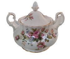 Englische Porzellan Zuckerdose Vintage Royal Albert Service Moss Rose 1956