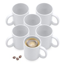 Klassik Kaffee Tasse weiß 310 ml - 6er Set - Blanko Tee Kakao Becher zum Bemalen