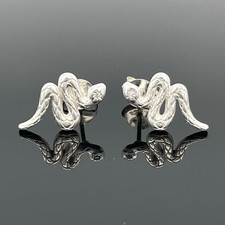 OHRSTECKER SCHLANGE AUS 925/- SILBER RHODINIERT MIT ZIRKONIA  SCHMUCKJAGD