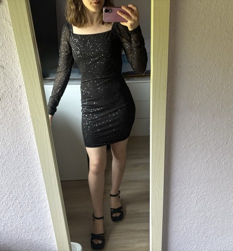 Schwarzes glitzer party - glitzer, kleid