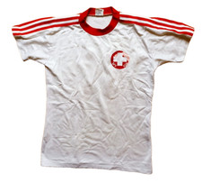 Adidas Schweiz Trikot Vintage 1970er 1980er SFV weiß #11 West Germany Sz. S-M