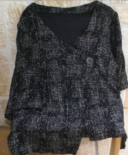 OLIVER JUNG Paris Bluse Jäckchen Lagenlook schwarz creme Gr. 44 / 46 XXL NEU