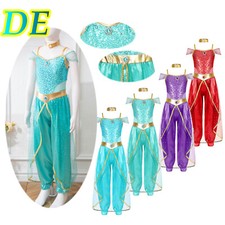 DE Mädchen Jasmins Prinzessin Kostüm Aladins Prinzessin Kleid Bauchtanz Kostüme 