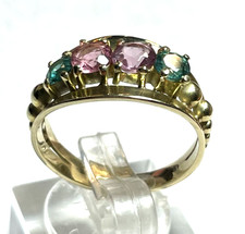 Solider 585 Gold 14 K Ring bunter Turmalin Ø 17,5mm RG 55 Juwelier sehr gepflegt