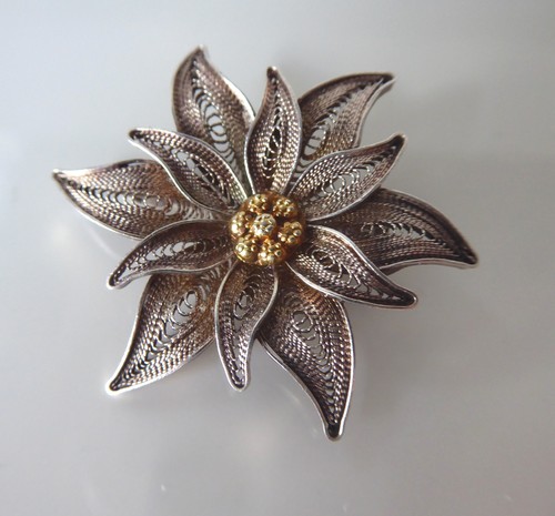 Vintage filigran brosche blume - filigran,