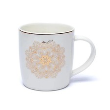 Teetasse mit Sieb weiß mit goldenem Mandala