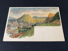 AK Altenahr Burgruine Litho color Häuser Ahrbrücke Kunstanstalt Miesler um 1900