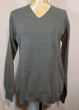 GRAUER PULLOVER, ÜBERZIEHPULLOVER, V-AUSSCHNITT-PULLOVER, GR M