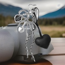 TASCHENSCHMUCK LEDER HERZ BILD QUASTE SCHLÜSSELANHÄNGER TASCHENHÄNGER KEYCHAIN