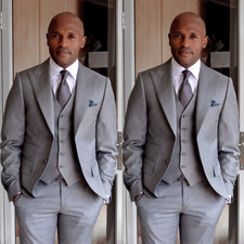 Grau 3pcs Mann Anzug formelle