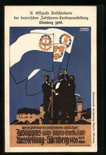 Künstler-AK Nürnberg, Bayerische Jubiläums-Landesausstellung 1906, Fahnen 1906 